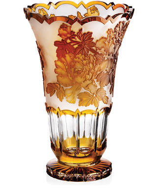 Bohemia Crystal Handmade Sakura Vase 80838 355mm - Amber