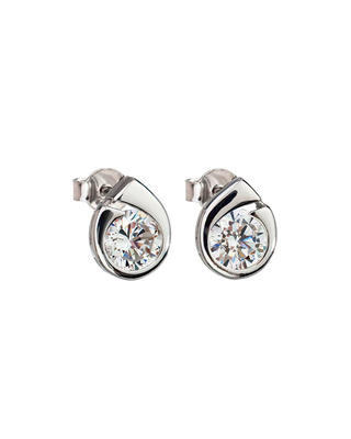 Bohemia Crystal Wispy Silver Earrings with Preciosa Cubic Zirconia 5106 00 - 1