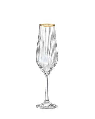 Bohemia Crystal Champagne glass Tulipa Optic Line Gold 170ml (set of 6)