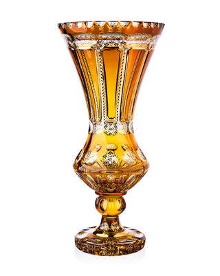 Bohemia Crystal Handmade and Hand Decorated Amber Vase 430mm