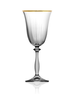 Bohemia Crystal Sklenice na víno Angela Optic Gold line 250ml SLEVA neúplný set 3ks ze 6 - 1