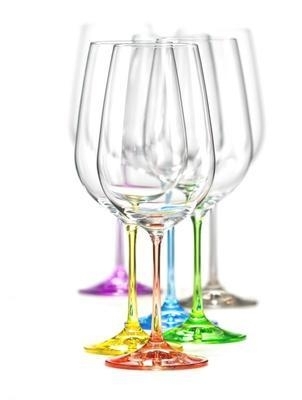 Bohemia Crystal Barevné sklenice na červené víno Rainbow 550ml Sleva5ks ze 6 bez antracit - 1