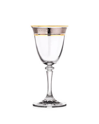 Bohemia Crystal Kleopatra White Wine Glasses with Gold/Platinum Decor 43249/250ml (set of 6 pcs) - 1
