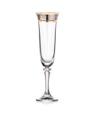 Bohemia Crystal Kleopatra Champagne Glasses with Gold/Platinum Decor 43249/175ml (set of 6 pcs) - 1