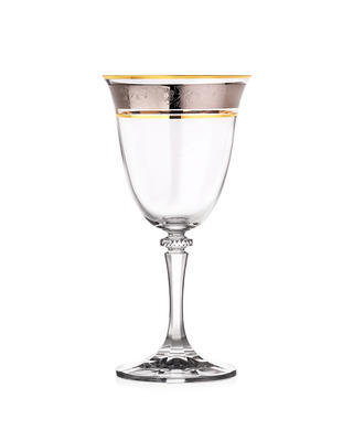 Bohemia Crystal Kleopatra Wine Glasses with Gold/Platinum Decor 43249/290ml (set of 6 pcs) - 1