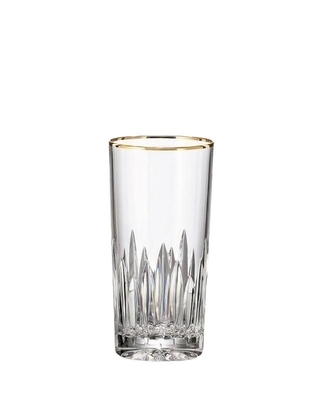 Bohemia Crystal hand cut water and soft-drinks glass Prisma Line Gold 350ml (set of 2pcs)