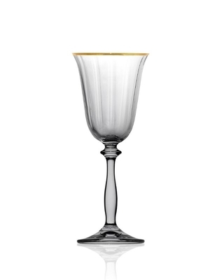 Bohemia Crystal wine glass Angela optic Gold line 185 ml. Set of 6 pcs. - 1