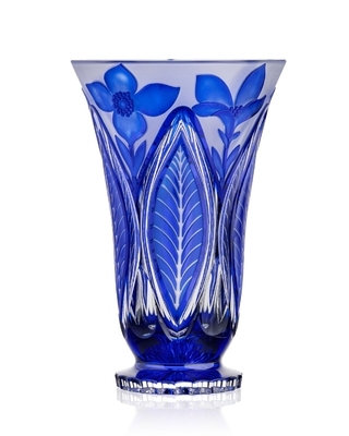 Bohemia Crystal Hand cut vase Sasanka Blue 305mm - 1