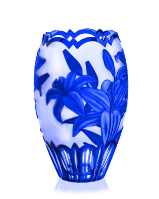 Bohemia Crystal Ručne brúsená váza Lilie Modrá 300mm - 1