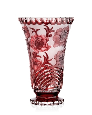 Bohemia Crystal Ručne brúsená váza Sakura Rubín 305mm - 1
