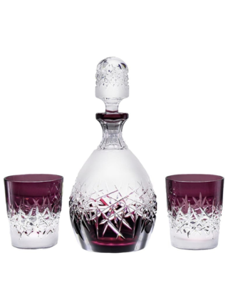 Bohemia Crystal Whiskey set Hoarfrost purple (1 decanter + 6 glasses) - 1