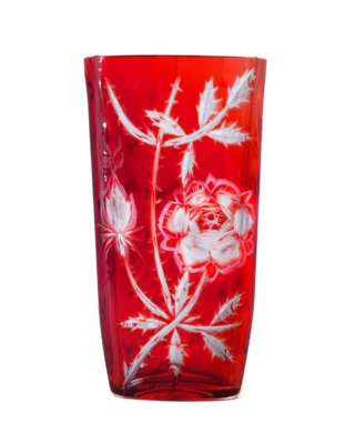 Bohemia Crystal Cut vase Rose 255 mm red - 1