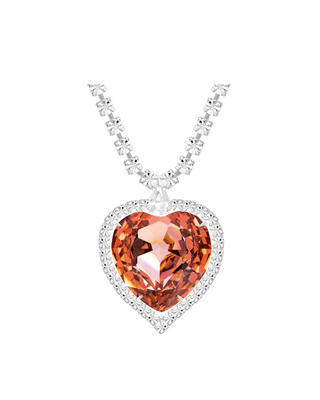 Bohemia Crystal Strass Necklace Heart with Czech Crystal Preciosa - Apricot 2025 49. - 1