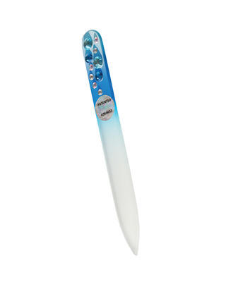 Bohemia Crystal Skleněný pilník s českým křišťálem Preciosa - malý, modrý 