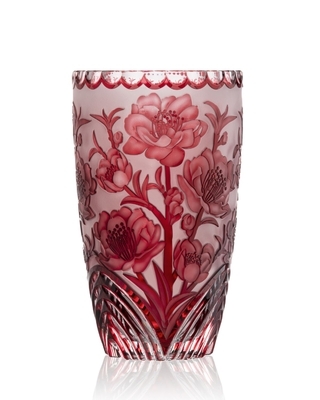 Bohemia Crystal Hand cut vase Cherry Blossom Ruby 305mm - 1