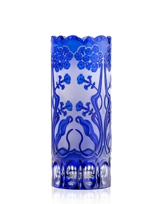 Bohemia Crystal Hand cut vase Art Nouveau Blue 300mm - 1