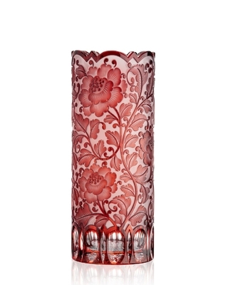 Bohemia Crystal Hand cut vase Blossom Ruby 300mm - 1