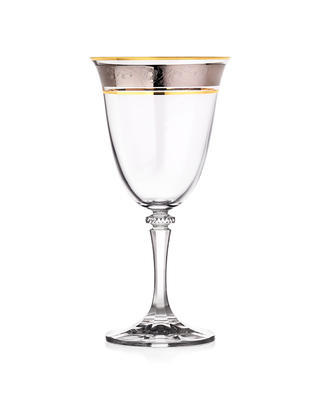 Bohemia Crystal Kleopatra Red Wine Glasses with Gold/Platinum Decor 432493/360ml (set of 6 pcs)