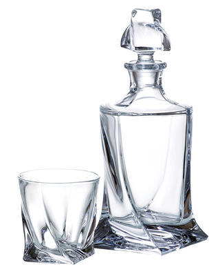 Bohemia Crystal Whiskyset Quadro 99999/9/99A44/480 (1 Karaffe + 6 Gläser). - 1