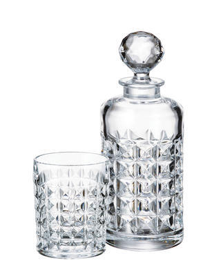 Bohemia Crystal Diamond Whiskey Set  (1 decanter + 6 whiskey tumblers) - 1