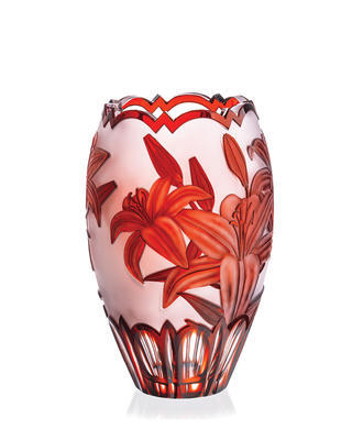 Bohemia Crystal Ručně broušená váza Lilie Rubín 300mm