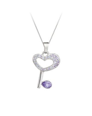 Bohemia Crystal Silver Key pendant, key with cubic zirconia Preciosa, purple - 1