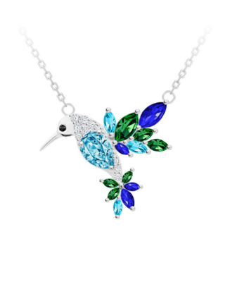 Bohemia Crystal Silver necklace Gentle Gem, hummingbird with cubic zirconia Preciosa - 1