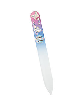 Bohemia Crystal Glass Nail File with Czech Crystal - small, Blue-Pink PM08.