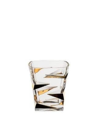 Bohemia Crystal Gläser für Whisky Zig Zag Gold 300 ml (Set mit 6 Stück)