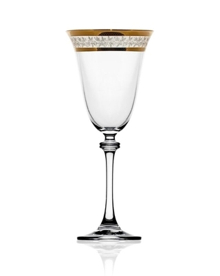 Bohemia Crystal Sklenice na víno Alexandra 250ml-6ks SLEVA 3 sklenice načervenalý dekor - 1