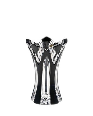 Bohemia Crystal Lotus Hand Cut Vase 155mm - Black