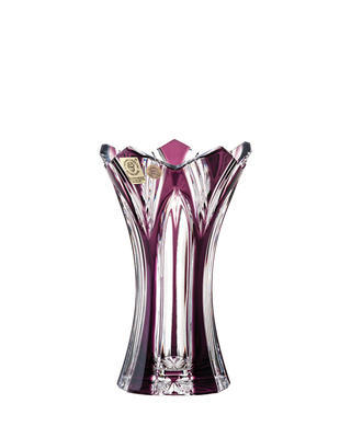 Bohemia Crystal Lotus Hand Cut Vase 155mm - Purple