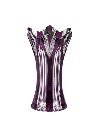 Bohemia Crystal Lotus Cut Vase 205mm - Purple