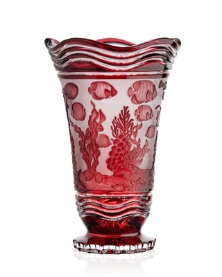 Bohemia Crystal Hand cut vase Ocean Ruby 305mm - 1