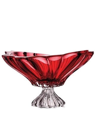 Bohemia Crystal Plantica footed bowl 330 mm - red