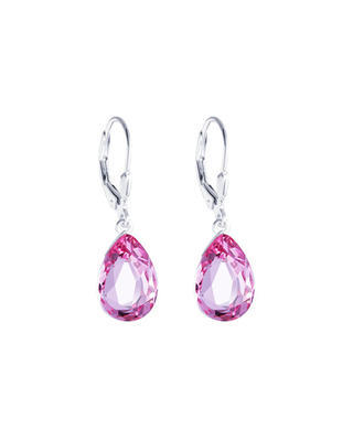 Bohemia Crystal IRIS Silver Earrings with Crystal - Pink Color 6079 69 - 1