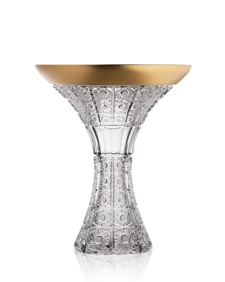 Bohemia Crystal Handmade and hand cut vase with gold 305mm