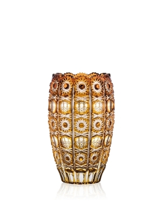 Bohemia Crystal Hand cut vase Murinas Amber 205mm - 1