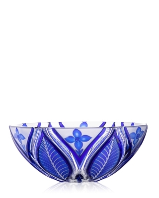 Bohemia Crystal Hand cut bowl Sasanka Blue 280mm - 1