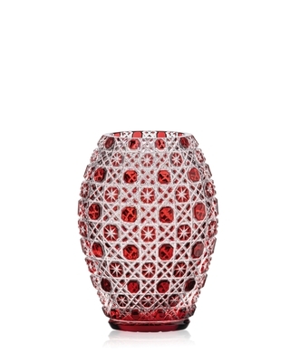 Bohemia Crystal Hand cut vase Osmihran Ruby 205mm - 1