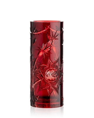 Bohemia Crystal Ručně broušená váza Sunset Rose Rubín 300mm - 1