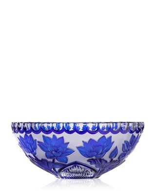 Bohemia Crystal Hand cut bowl Lotos Blue 280mm - 1