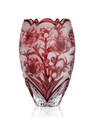Bohemia Crystal Ručně broušená váza Sakura Rubín 300mm - 1
