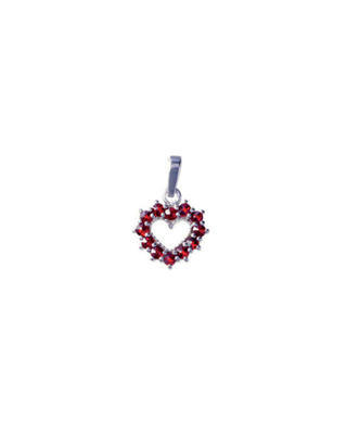 Silver pendant with Czech garnet Heart - 1