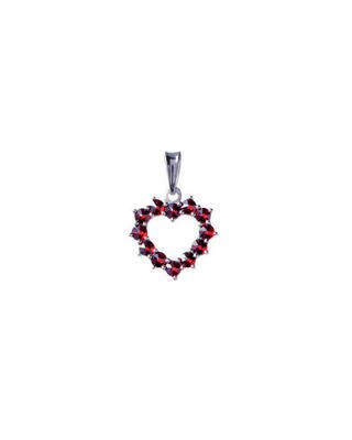 Silver pendant with Czech garnet Heart - 1