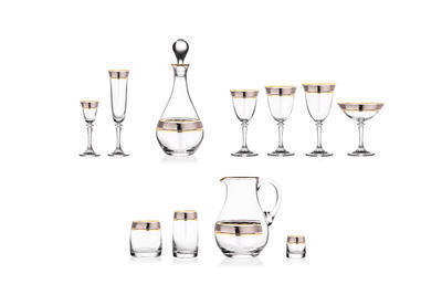 Bohemia Crystal Kleopatra Champagne Glasses with Gold/Platinum Decor 43249/175ml (set of 6 pcs) - 2