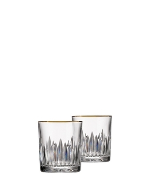 Bohemia Crystal hand cut whiskey glass Prisma Line Gold 300ml (set of 2pcs) - 2