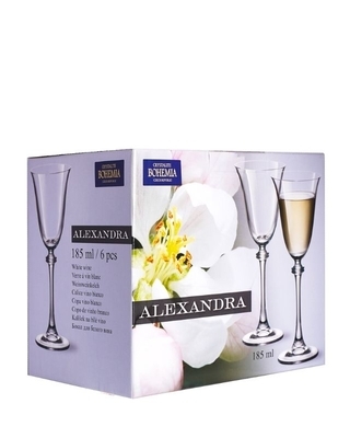 Bohemia Crystal Alexandra wine white glass 185ml (set of 6pcs) - 2