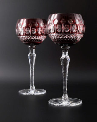 Bohemia Crystal Broušené sklenice na víno Tomy červená 190 ml (set po 6 ks)  - 2