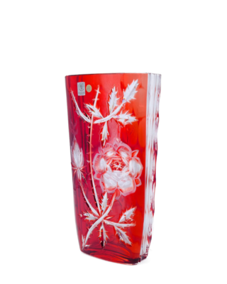 Bohemia Crystal Broušená váza Rose 255 mm červená - 2